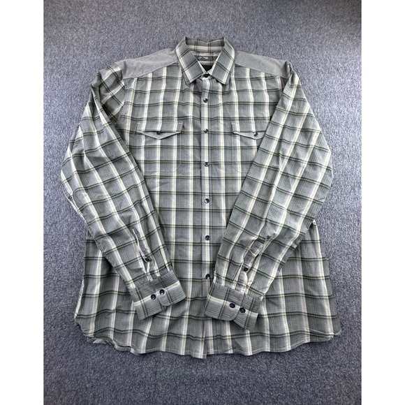 Kenneth Cole Reaction Shirt Mens XLarge Green Plaid Button Up Long Sleeve Cotton - Picture 3 of 15